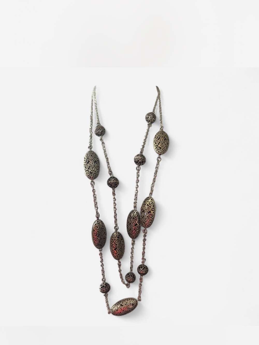 Antique Finish Multi-Strand Swirl Bead Necklace - Women Jewelr